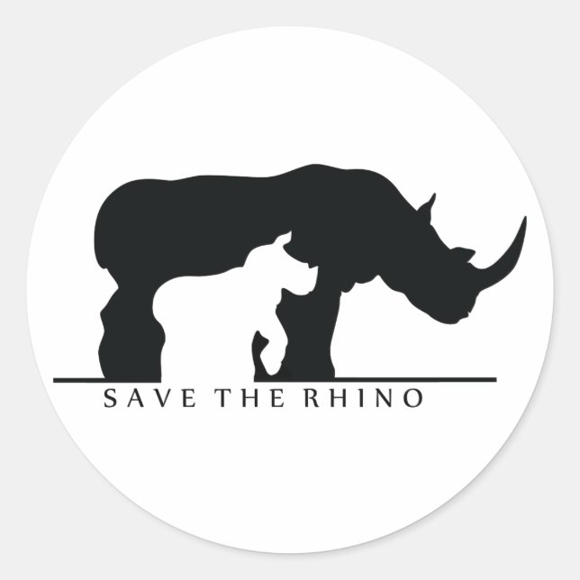 Der Rhino gerettet (weiß ver.) Runder Aufkleber (Vorderseite)