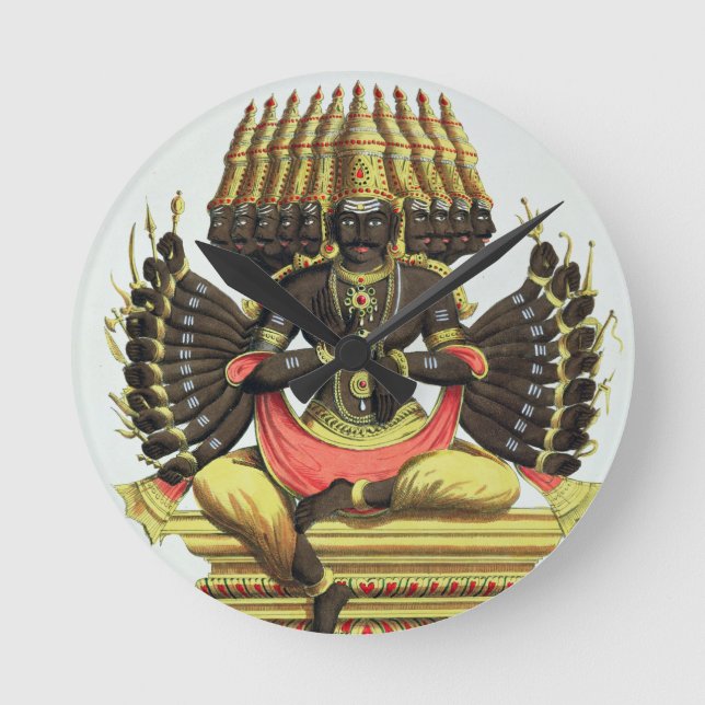 Der Riese Ravana (Farbe litho) Runde Wanduhr (Vorderseite)