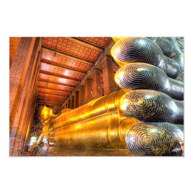Der riesige Buddha im Tempel, Wat Pho, Fotodruck (Vorne)