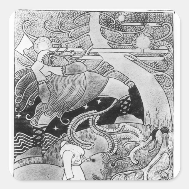 Der riesige Eichenbaum wird abgeschnitten Quadratischer Aufkleber (Vorderseite)