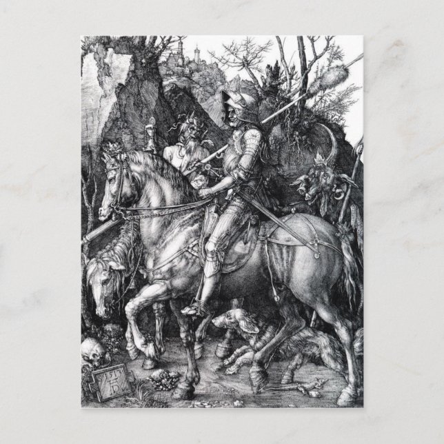 Der Ritter, Tod und der Teufel durch Albrecht Postkarte (Vorderseite)
