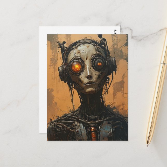 Der Roboter Postkarte (Vorderseite/Rückseite Beispiel)