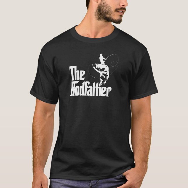 Der Rodfather  Angler-Vater-Design T-Shirt (Vorderseite)