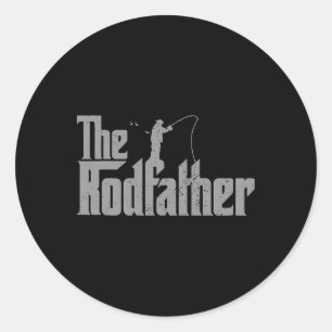 Der Rodfather Lustiger Angel Liebhaber Rute Fisch  Runder Aufkleber