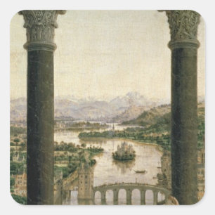 Der Rolin Madonna, c.1435 Quadratischer Aufkleber
