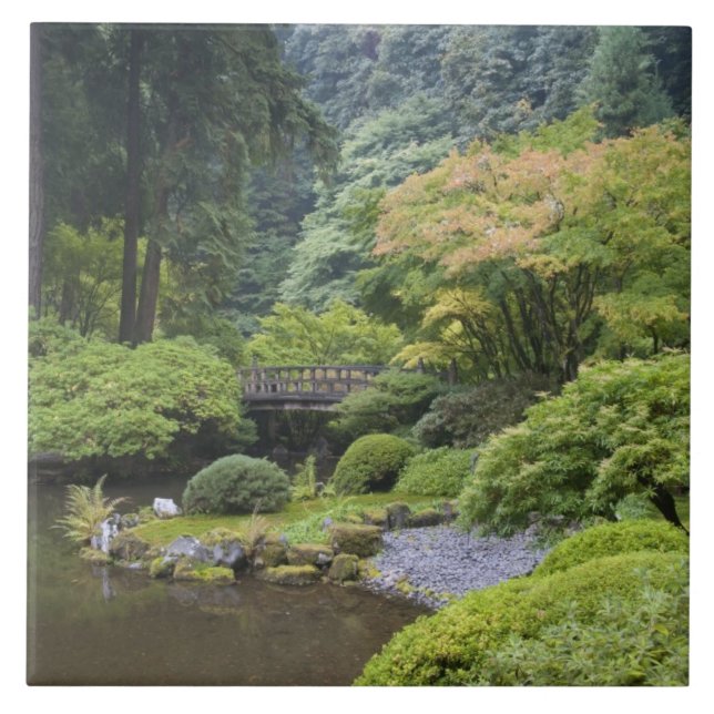 Der rollende Teich mit der Mondbrücke Fliese (Vorderseite)