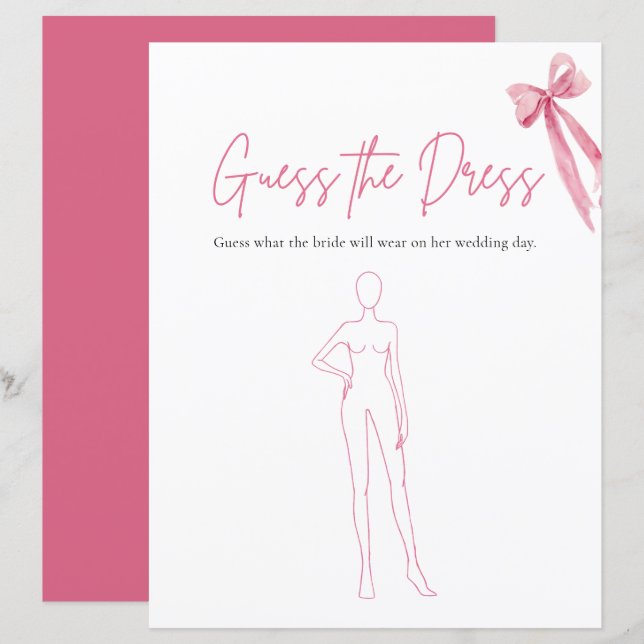 Der rosa Bow rät das Dress Brautparty Game (Vorne/Hinten)