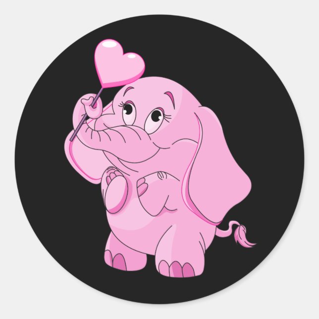 Der rosa Elefant des niedlichen Valentins Runder Aufkleber (Vorderseite)