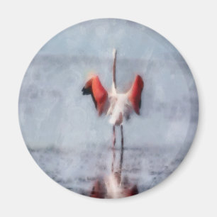 Der rosa Flamingo in der Wasserfarbe Magnet