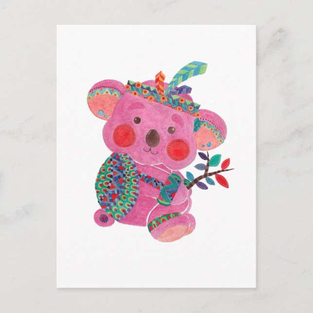 Der rosa Koala Postkarte (Vorderseite)