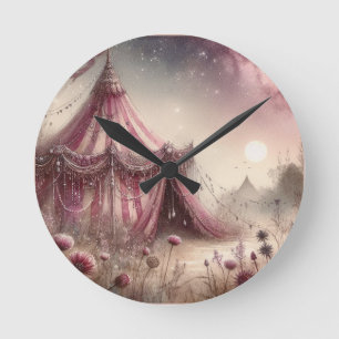 Der rosa Nekromant's rosa Seidenzelt Runde Wanduhr