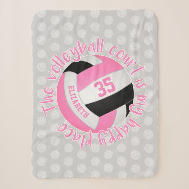 Der rosa schwarze Volleyballplatz ist mein glückli Sherpadecke (Vorderseite)