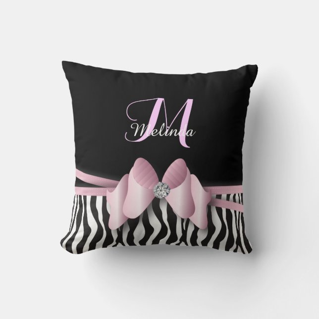 Der rosa Striped Zebra beugte | personifizieren Kissen (Vorderseite)