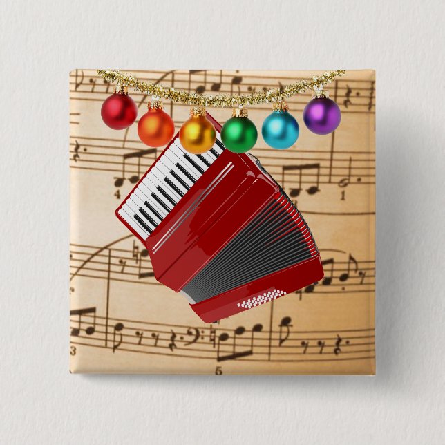 Der rote Akkordeon, bunte Ornamente, Button (Vorderseite)