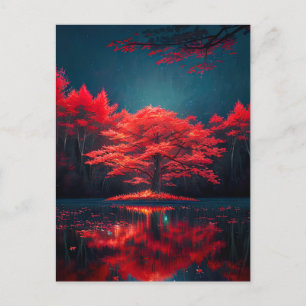Der Rote Baum in der Nacht Postkarte