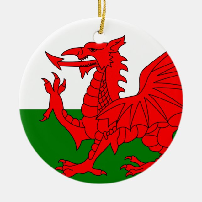 Der rote Drache [Flagge von Wales] Keramikornament (Vorne)