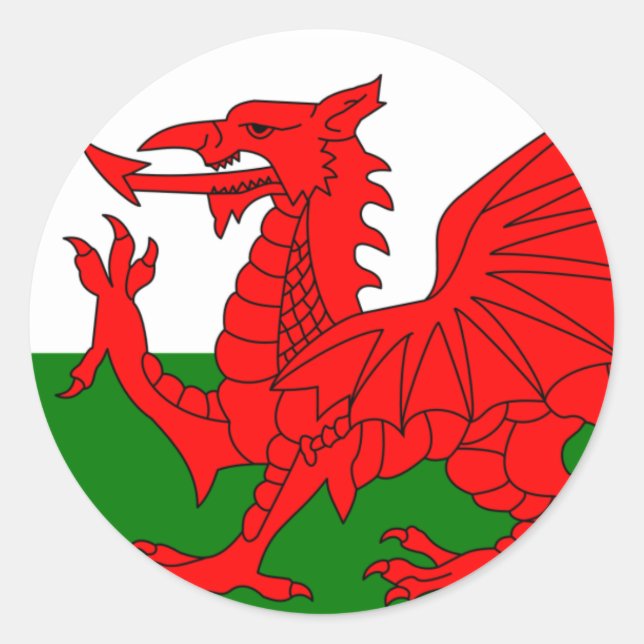 Der Rote Drache [Flagge Wales] Runder Aufkleber (Vorderseite)