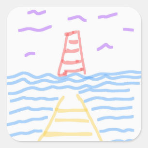Der Rote Leuchtturm und der Gelbe Pier Aufkleber