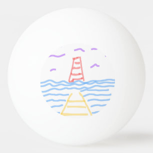 Der rote Leuchtturm und der Pier Ping Pong Ball Tischtennisball