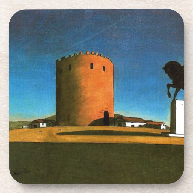 Der rote Turm durch Giorgio de Chirico 1913 Untersetzer (Vorderseite)