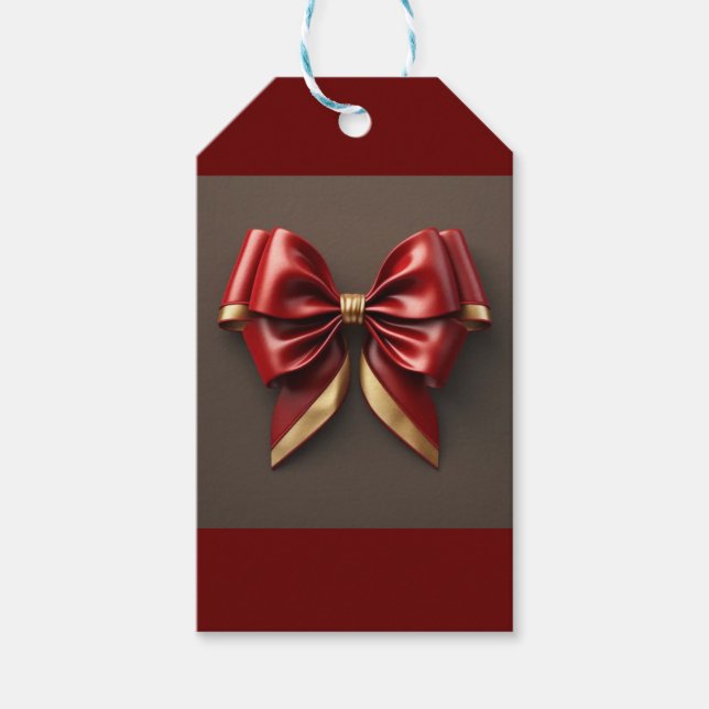 Der rote und der goldene Bow Geschenkanhänger (Vorderseite)
