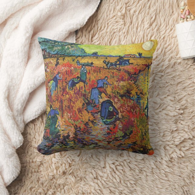 Der rote Weinberg von Van Gogh Kissen (Decke)