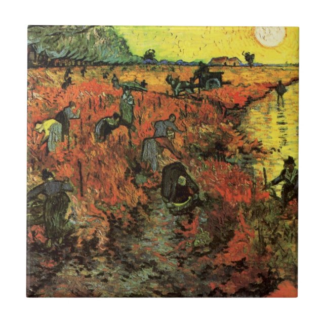 Der Rote Weinberg von Vincent van Gogh Fliese (Vorderseite)