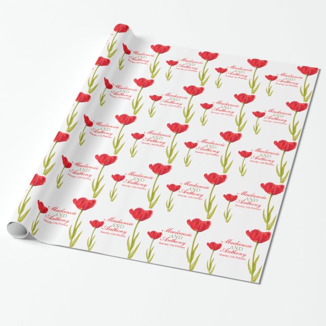 Der roten kundenspezifische Verpackung Tulpe-Kunst Geschenkpapier (Ungerollt)