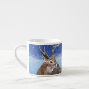 Der Rotwild (Cervus elaphus) im Winter Espressotasse