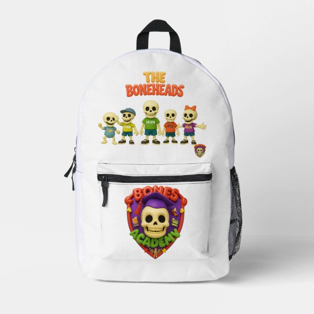 Der Rucksack der Boneheads - Knochenakademie (Vorderseite)