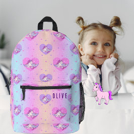 Der Rucksack des Mädchens Unicorn Hearts in Rosa u