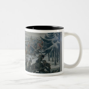 Der Rückzug der französischen Armee von Moskau Zweifarbige Tasse