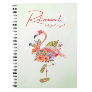 Der Ruhestand steht dir gut! Tropischer Flamingo Notizblock