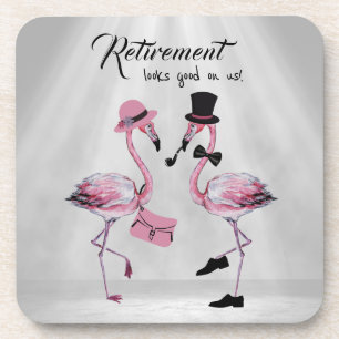 Der Ruhestand steht uns gut! Chic Elegant Flamingo Getränkeuntersetzer