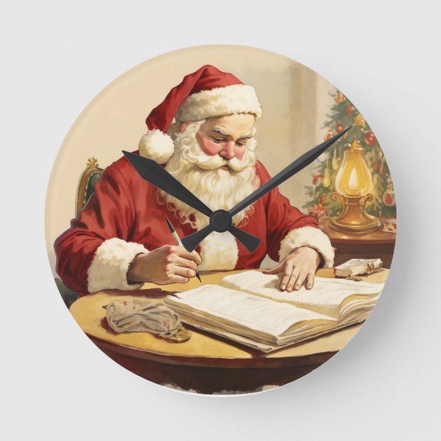 Der ruhige Moment des Weihnachtsmannes Runde Wanduhr (Vorderseite)