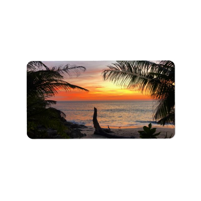 Der ruhige Strand von Hawaiian Tropical Island Sun Adressaufkleber (Vorne)