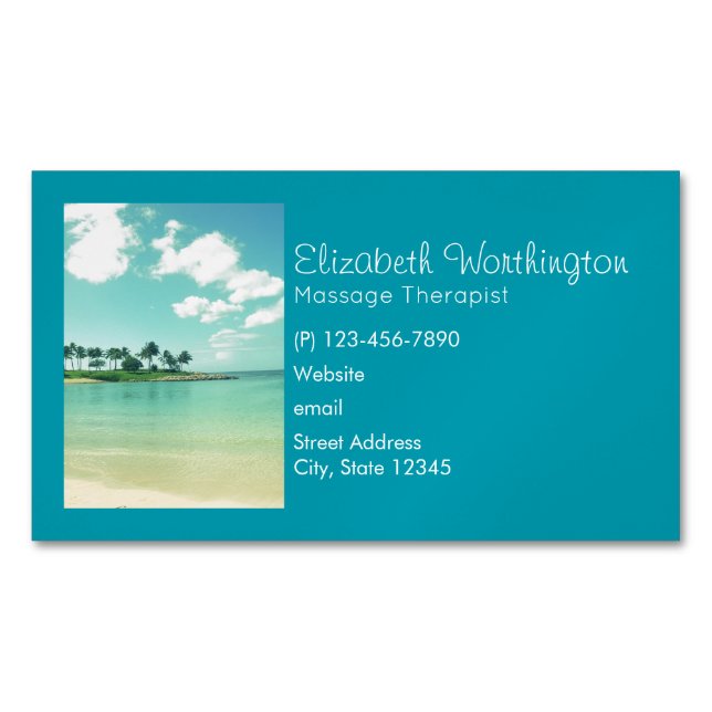 Der ruhige Strand von Serene Turquoise in Hawaii Magnetische Visitenkarte (Vorderseite)