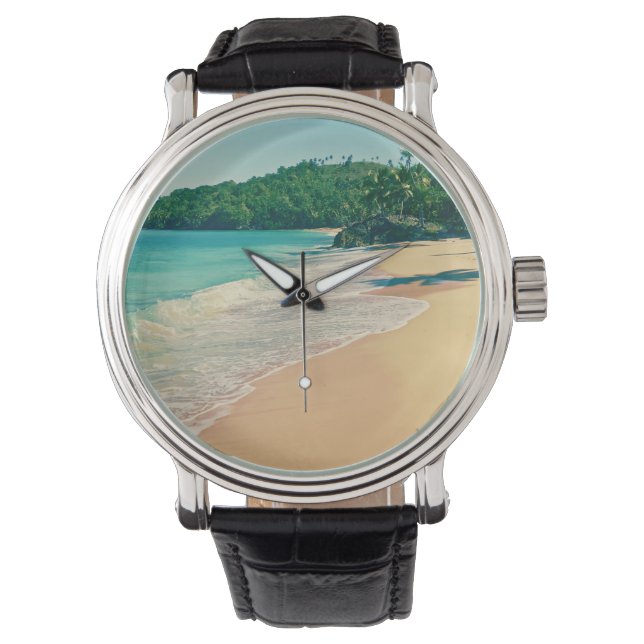 Der ruhige tropische Strand Armbanduhr (Vorderseite)