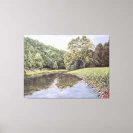 Der ruhige Wasserweg: Realistische Flusslandschaft Leinwanddruck