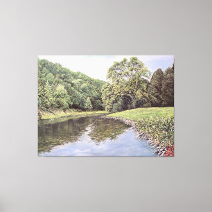 Der ruhige Wasserweg: Realistische Flusslandschaft Leinwanddruck