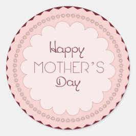 Der runde Aufkleber etikettiert „mother's day“