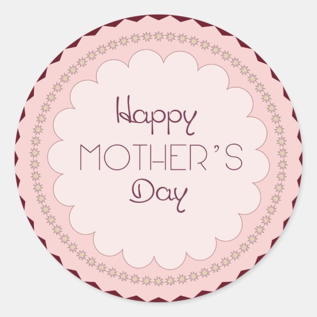 Der runde Aufkleber etikettiert „mother's day“ (Vorderseite)