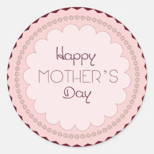 Der runde Aufkleber etikettiert „mother's day“