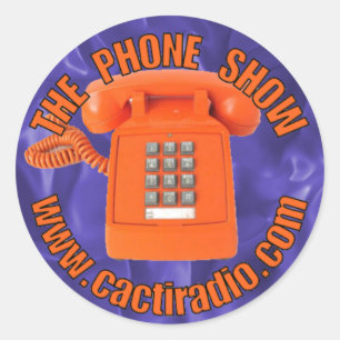 Der runde Aufkleber Telefon-Show-cactiradio.com