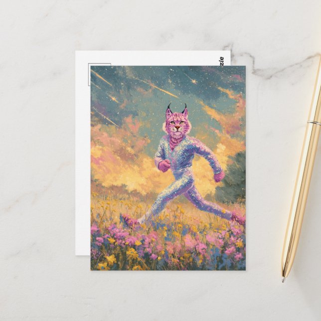 Der Running Bobcat Postkarte (Vorderseite/Rückseite Beispiel)