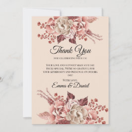 Der rustikale Herbst blüht leicht beige Wasserfarb Dankeskarte