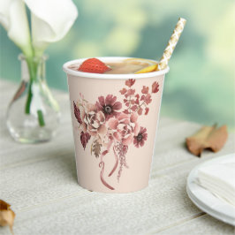 Der rustikale Herbst blüht leicht beige Wasserfarb Pappbecher