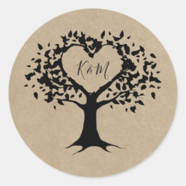 Der rustikale Herzbaum Wedding Collection Gefallen Runder Aufkleber