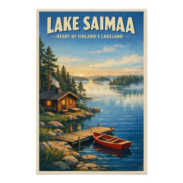 Der Saimaa-See, Finnland, in klassischem Retro-Loo Poster (Vorderseite)