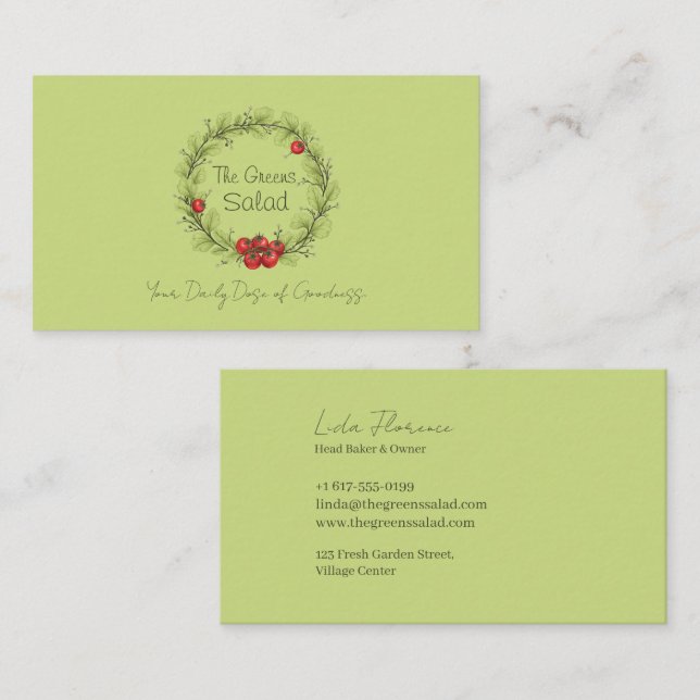 Der Salat der Grüntöne Visitenkarte (Vorne/Hinten)